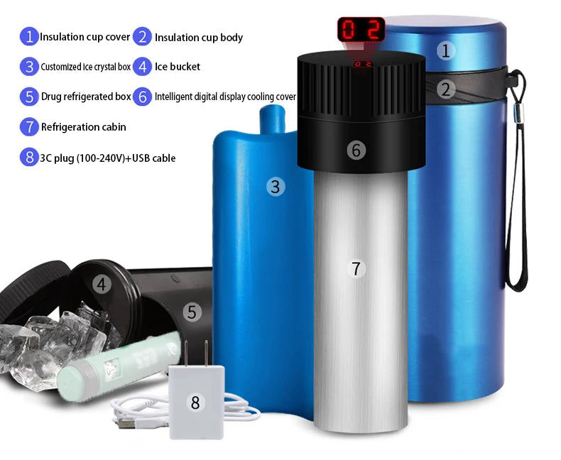 LCD Insulin Cooler Flask – Portable Outdoor Mini Vacuum Refrigerator for Medicine and Beverage Storage, Drug Cooler Fridge