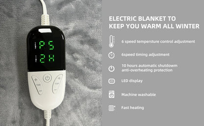 Heated Electric Blanket – Soft Throw with 6 Heating Levels, 4-Hour Auto-Off & Overheat Protection