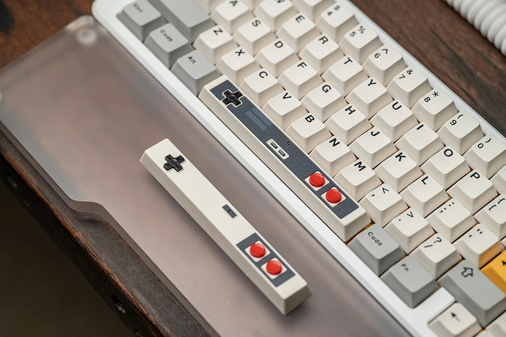 Retro Gamepad Keycap 6.25u Spacebar – Artisan ABS Keycap for MX Switches, Black & White for Mechanical Gaming Keyboards