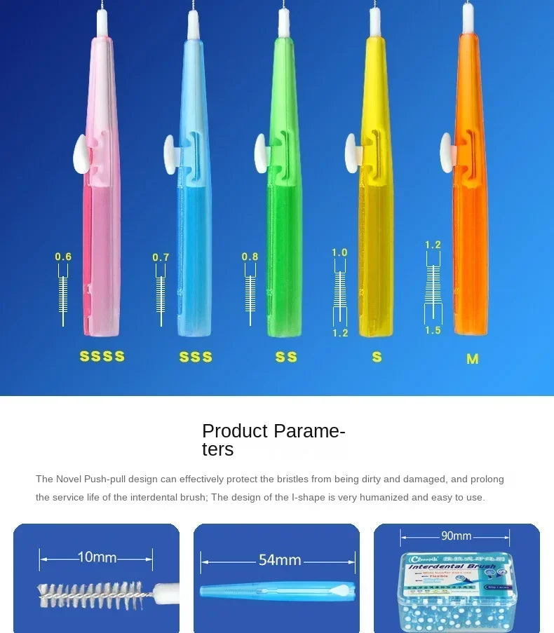 30-Piece Interdental Toothpick Brushes – 0.6-1.5mm I-Shape Dental Floss for Oral Care