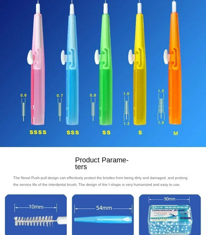 30-Piece Interdental Toothpick Brushes – 0.6-1.5mm I-Shape Dental Floss for Oral Care