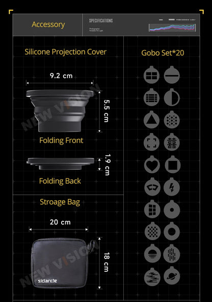 SIDANDE 10W Flashlight with Four Color Projection - 8400mAh Rechargeable Battery, 4 Hours Full-Power Output
