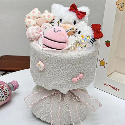 Sanrio Hello Kitty & Friends Plush Doll Bouquet – Cute Cartoon Cinnamoroll, Kuromi, My Melody Toys for Flower Girls & Kids – Perfect Holiday Gift