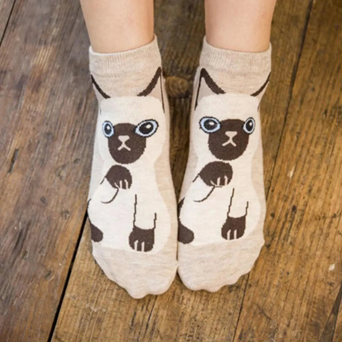 5 Pairs Women's Cute Cartoon Cat Ankle Socks - Breathable & Stylish for Everyday Wear