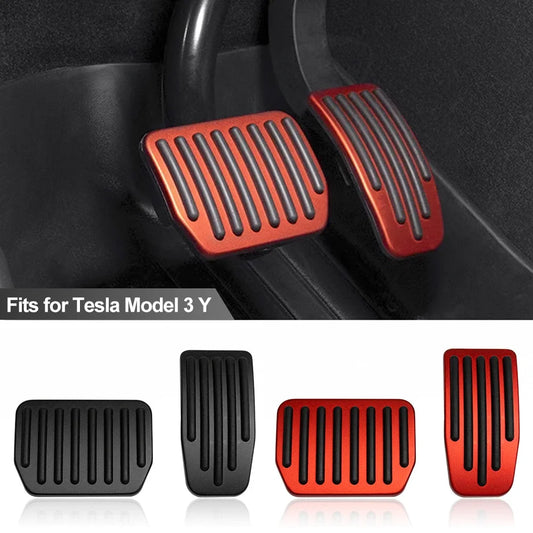 Tesla Model 3 Y Highland (2022-2024) Foot Pedal Covers - Aluminum Alloy Accelerator, Gas, Fuel Brake and Rest Pads Mat Accessories