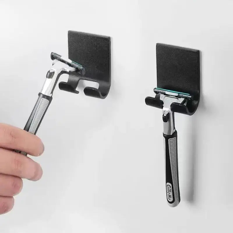 Stainless Steel Razor Holder Wall Hook – No-Drill Bathroom Shaver Storage Rack Organizer Accessories