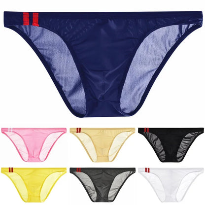 Men’s Low Rise Transparent Briefs – Breathable Sexy Bulge Pouch Underwear, Lightweight Comfort Fit Panties