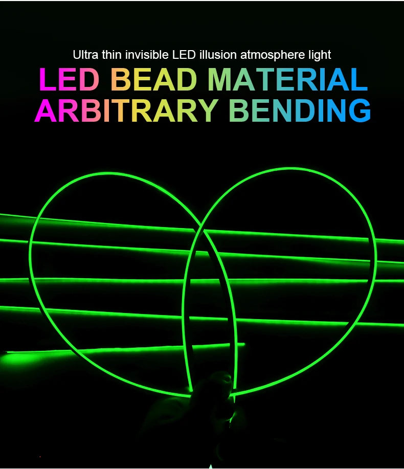 6/10/14/18-in-1 LED Car Ambient Lights – RGB 213 64-Color Acrylic Strips, Rainbow Symphony Streamer Interior Atmosphere Lamp Kit