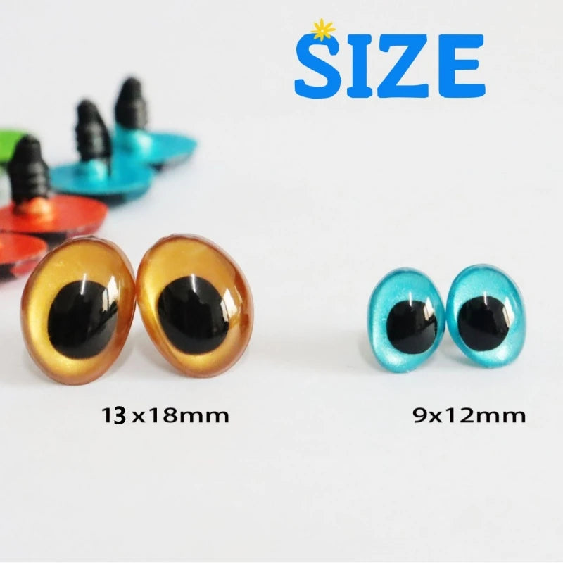 10PCS 3D Colorful Safety Eyes - Oval Crochet Doll Eyes for Amigurumi DIY Toy Making