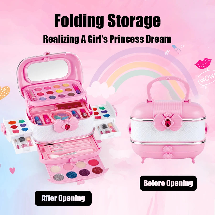 Princess Kids Makeup Kit for Girls – Washable Pretend Play Cosmetic Set with Mirror, Non-Toxic & Safe Birthday Gift M714
