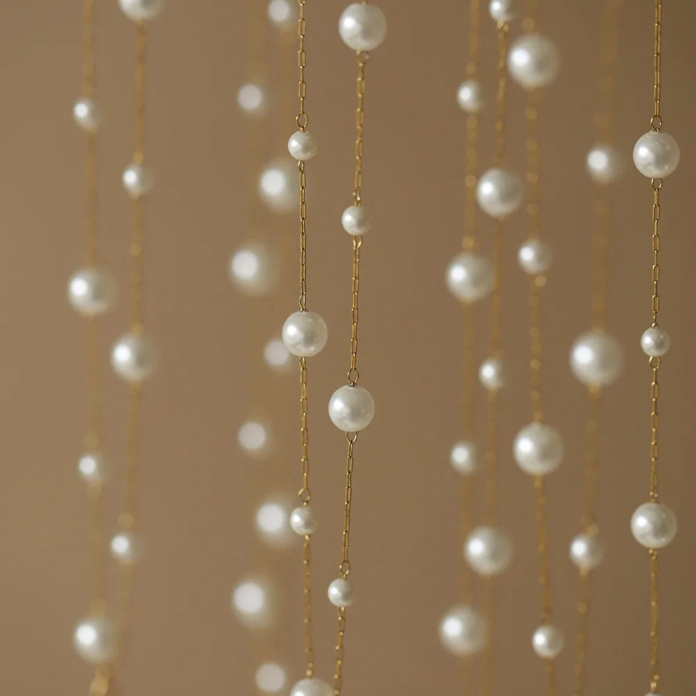 316L Stainless Steel Pearl Chain Necklace for Women, Waterproof Metal Collar Jewelry, Elegant Temperament Gift Bijoux
