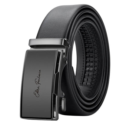 OYIFAN Men’s Genuine Leather Belt – Designer Alloy Buckle Automatic Ratchet Belt