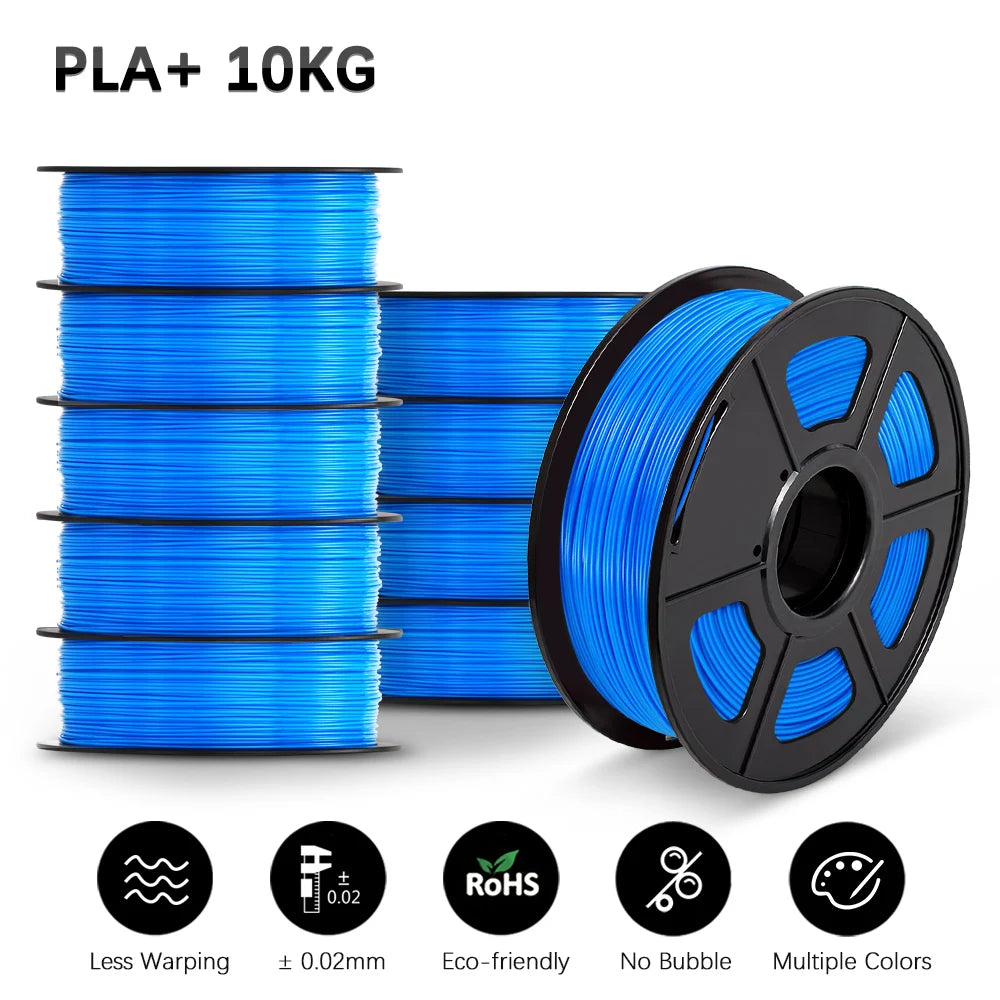 SUNLU 10KG 3D Printer Filament Set – 1.75mm PLA, PETG, PLA+ & Clear, 10 Rolls x 1KG Neatly Wound for 3D Printers & 3D Pens