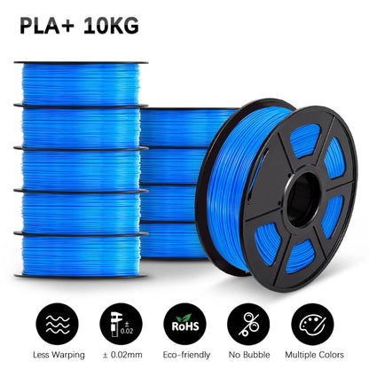 SUNLU 10KG 3D Printer Filament Set – 1.75mm PLA, PETG, PLA+ & Clear, 10 Rolls x 1KG Neatly Wound for 3D Printers & 3D Pens