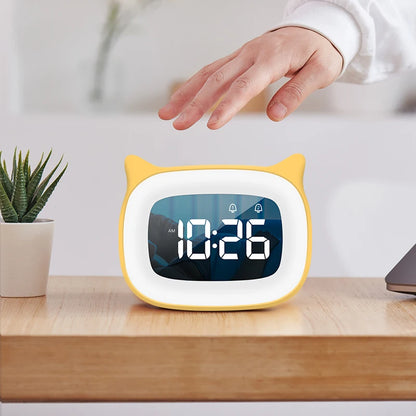 Music LED Digital Alarm Clock – Voice Control Night Light with 1200mAh Battery for Home Desk Decor