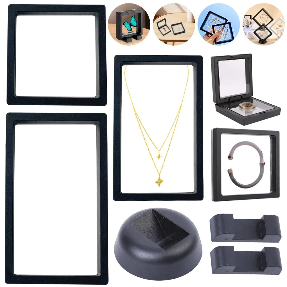 3D Acrylic Floating Frame Display Stand for Coins, Medals & Jewelry – Creative Showcase Holder