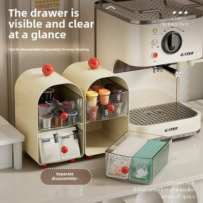 Desktop Coffee & Tea Organizer – Corner Storage Box Drawer for Office, Table, Capsules, and Tea Bags