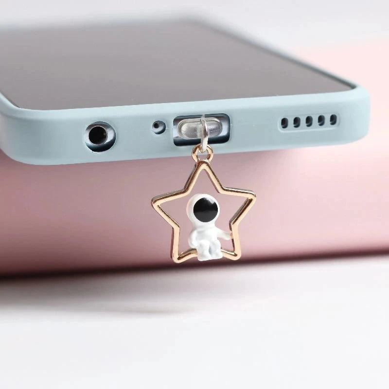 Astronaut Dust Plug Charm - Cute Charge Port Anti Dust Plug, Kawaii USB Type C Plug for iPhone Earphone Jack, Stopper Cap Pendant
