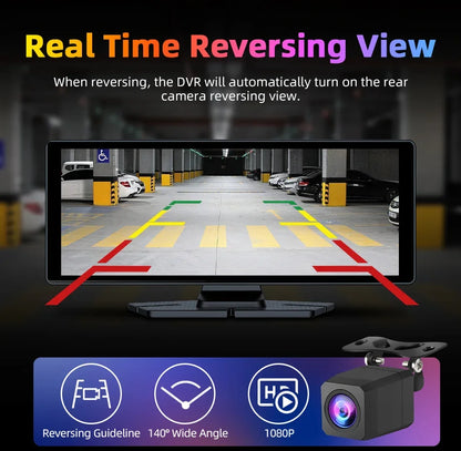 7"/10.26" 4K Dash Cam — Car DVR with Wireless CarPlay, Android Auto, 350° Rotating Lens, GPS & Bluetooth