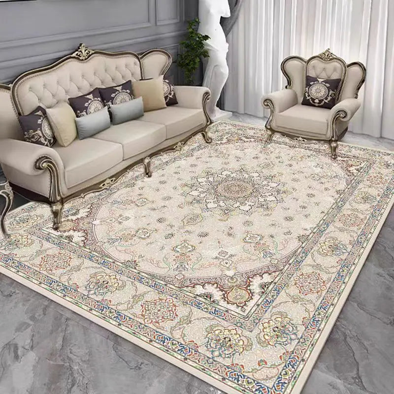 French Retro Persian Crystal Velvet Rug - Non-Slip Large Area Carpet for Living Room, Bedroom & Sofa