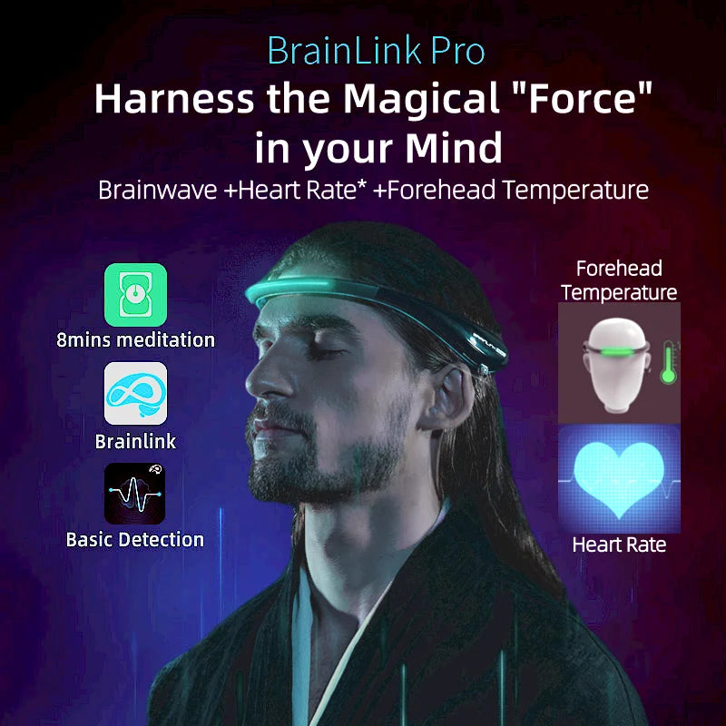 Brainlink Pro EEG Headband — Smart Neurofeedback Headset with Brainwave, Heart Rate, and Emotion Detection
