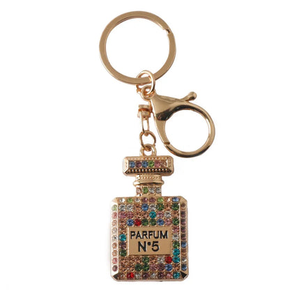 Creative Rhinestone Car & Bag Keychain — Full Diamond Perfume Bottle Pendant for Women’s Accessories