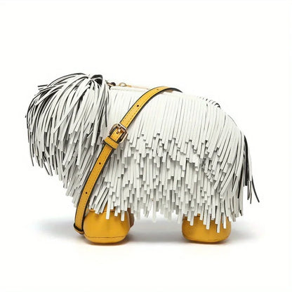 Women’s Luxury Designer PU Leather Crossbody Wallet – Cute Dog-Shaped Evening Handbag
