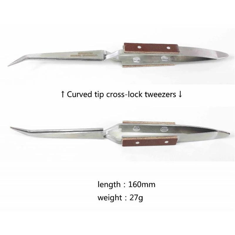 Self-Locking Jewelry Soldering Tweezers Set – Curved & Straight Rebound Precision Welding Repair Tool