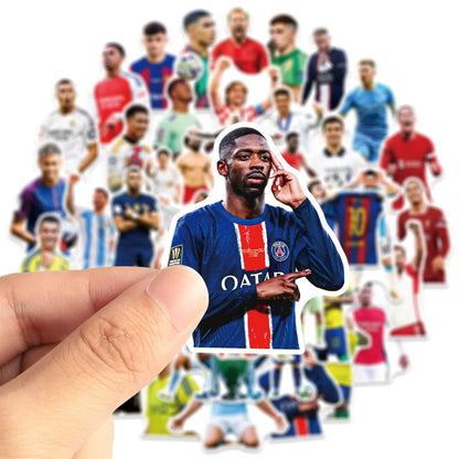 Football Star Sticker Pack - 50-Piece Waterproof Soccer Player Decals for Laptops, Water Bottles, Phones & Fan Gifts