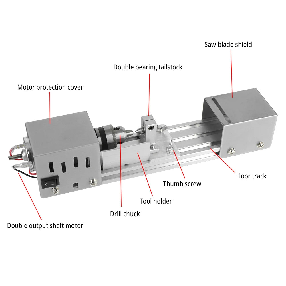 Mini Wood Lathe Machine - 12-24V DIY Rotary Tool for Woodworking, Buddha Pearl Grinding & Polishing Crafts