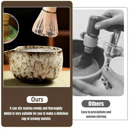 6PCS Japanese Matcha Tea Set – Bamboo Whisk, Teaspoon, Bowl & Whisk Holder for Tea Lovers, Tea-Making Tools