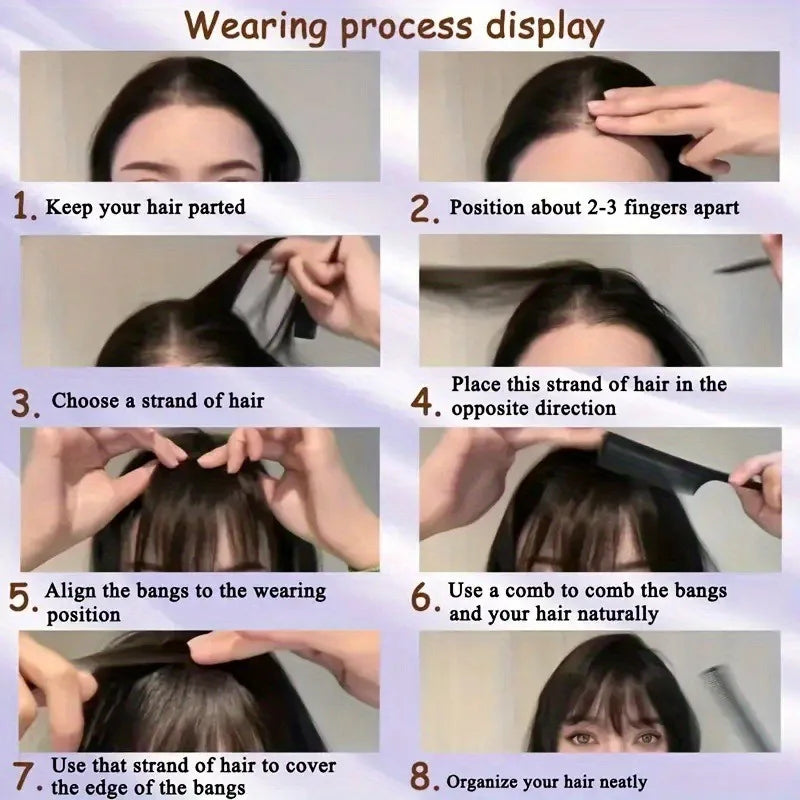 Synthetic Clip-In Bangs - Wispy Side Fringe Hairpiece in Dark Brown for Women
