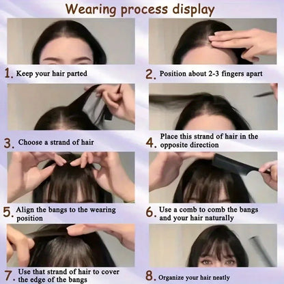 Synthetic Clip-In Bangs - Wispy Side Fringe Hairpiece in Dark Brown for Women