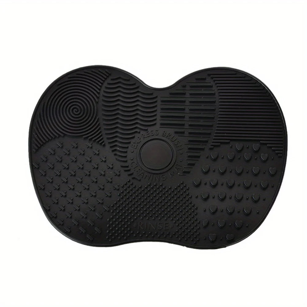 Apple-Shaped Silicone Makeup Brush Cleaner Pad - Suction Cup Cosmetic Tool Cleaning Mat