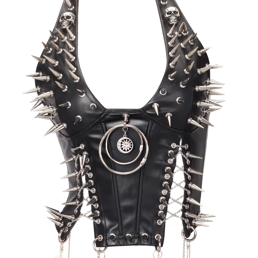Y2K Gothic Spiked Tank Top - Punk Rock Emo Grunge Festival Style for Women