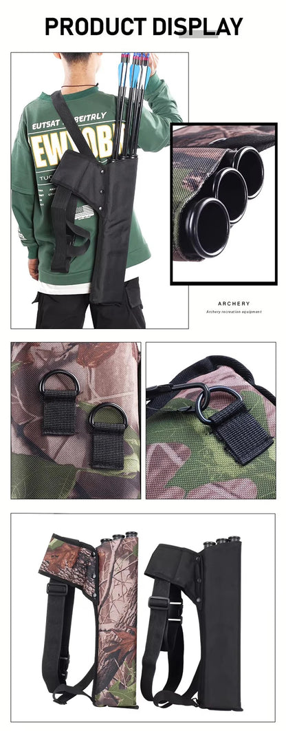Archery 3-Tube Hip Quiver with Adjustable Belt – Arrow Carry Bag for Hunting & Target Shooting