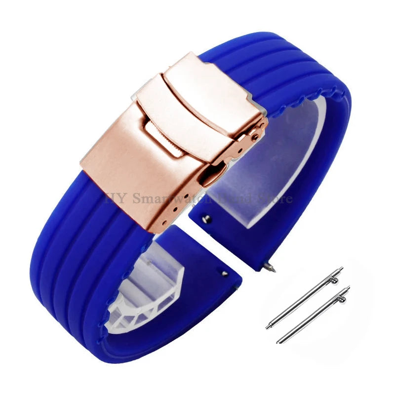Quick Release Silicone Watch Strap 18–24mm – Sport Rubber Band for Huawei Watch GT2/3/4, Omega, Seiko, Fossil