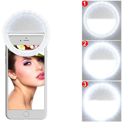 Portable LED Selfie Ring Light - Battery-Operated Photographic Lighting for Phone Photography and Video, Compatible with iPhone