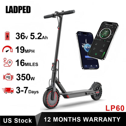 AOVOPRO LP60 Electric Scooter 350W – 19mph Foldable E-Scooter with 8.5" Tires, 16 Mile Range for Adults
