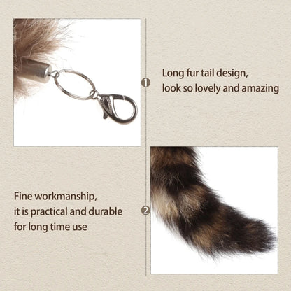 Plush Fox & Raccoon Tail Keychain – 28cm Furry Animal Tail Pompom Bag Charm & Keyring Pendant