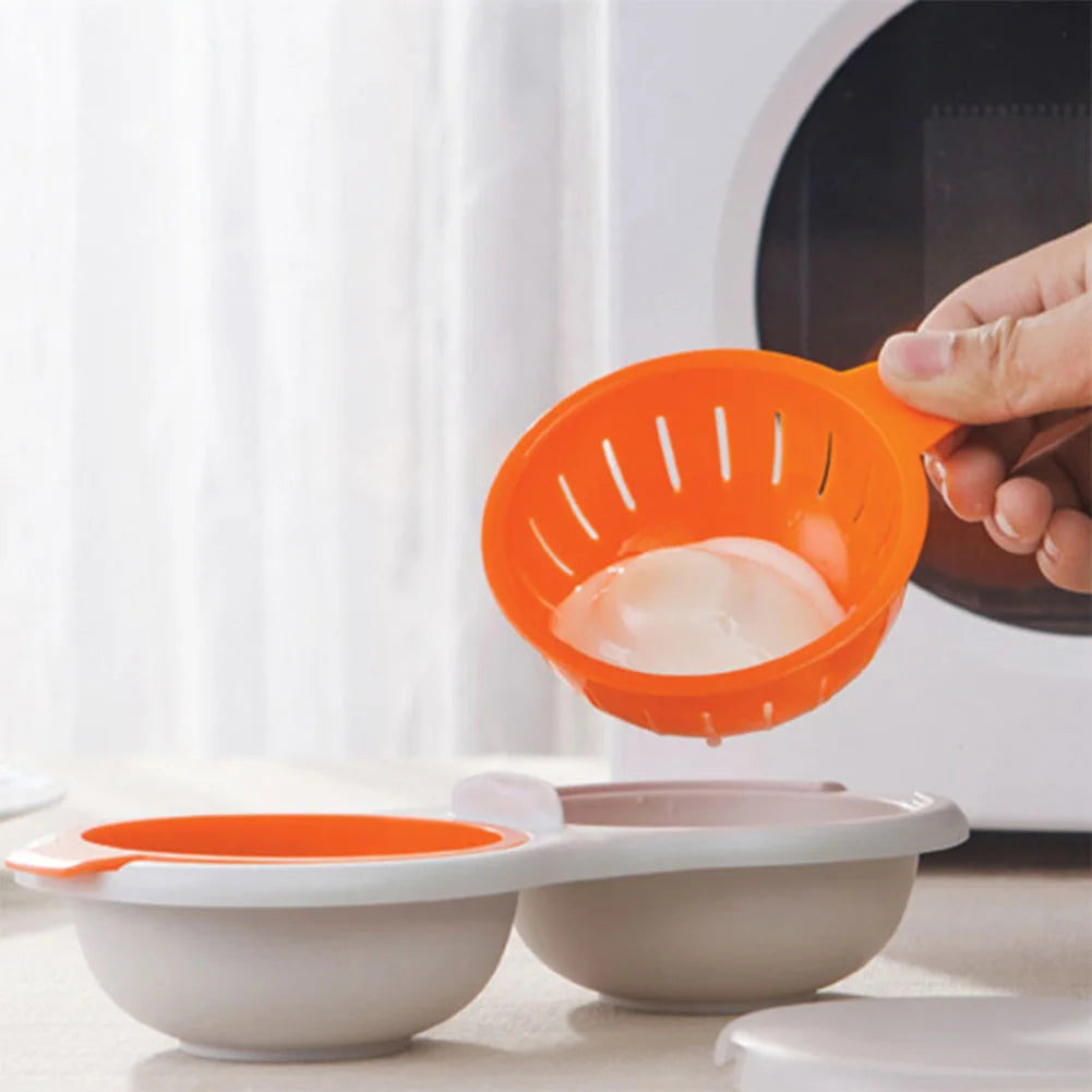 Innovative Double Cup Egg Boiler - Microwave Eggs Poacher & Stock Layer Egg Cooker