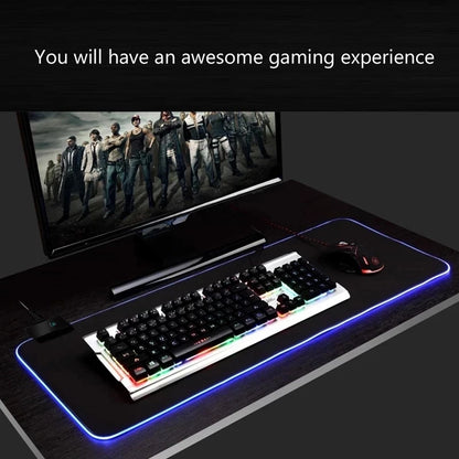 RGB LED Backlit Gaming Mouse Pad – Waterproof Large Desk Mat for Keyboard & Mouse, Big PC Gamer Mouse Carpet Play Surface