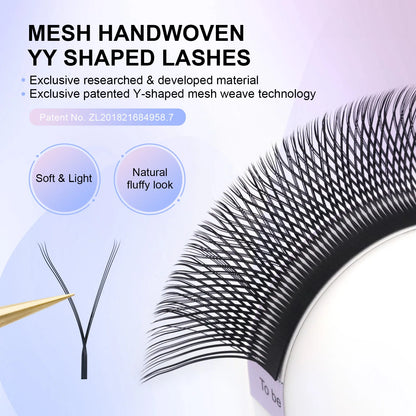 NAGARAKU YY-Shape Eyelash Extensions – Double & Triple Split Tips, Interlaced Root Lashes
