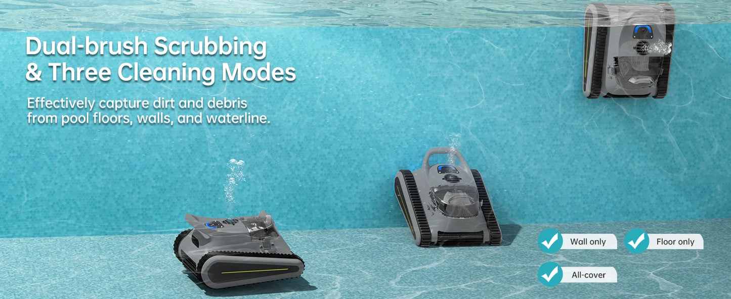 (2025 New) Seauto Crab Pro Cordless Robotic Pool Cleaner – Vacuum for Inground Pools up to 2000 Sq.ft, Wall & Waterline Cleaning