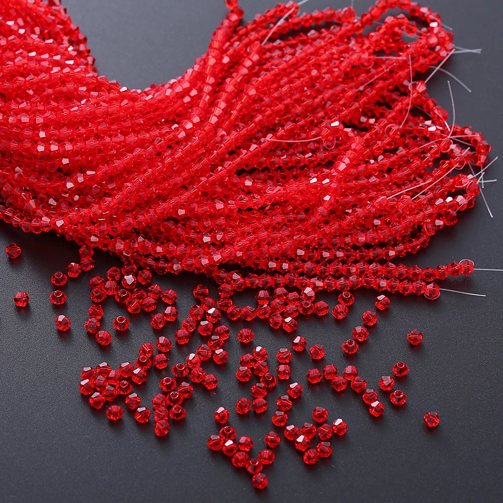 3/4mm Crystal Bicone Glass Beads - White Loose Faceted Beads for DIY Bracelets, Earrings & Jewelry Making