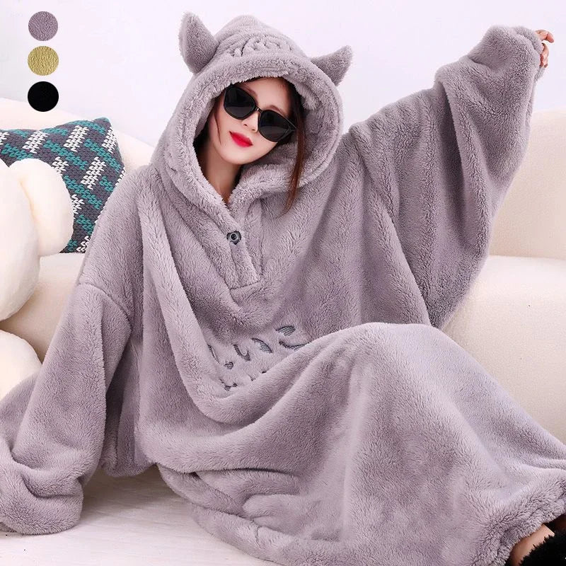 WASART Winter Hooded Fleece Blanket – Ultra Plush Oversized Sweater Blanket with Sleeves, Warm Flannel for Outdoor Use