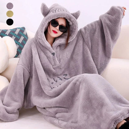 WASART Winter Hooded Fleece Blanket – Ultra Plush Oversized Sweater Blanket with Sleeves, Warm Flannel for Outdoor Use