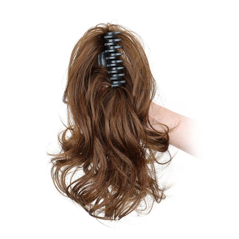 Synthetic 12-Inch Curly Claw Clip Ponytail – Short Ponytail Extensions for Women, Black Brown Blonde Hairpiece