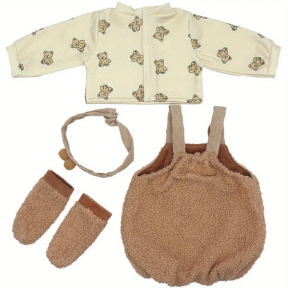 Brown Bear Suspender Pants Suit for 22-inch (55cm) NPK Silicone Dolls – Doll Clothes Outfit