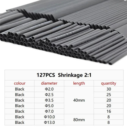 127/164/280/560PCS Heat Shrink Tubing Kit - 2:1 Insulation for Electrical Wire & Cable Connection